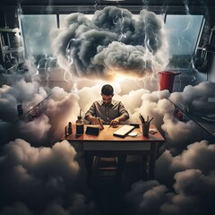 person with cloud