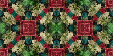 Factory Ethnic Pattern. Needlework Pillow Decor.