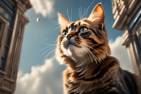 cat looking at the sky, Generative AI