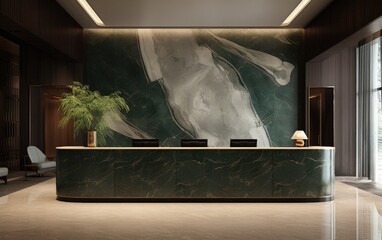 A modern reception area designed for a business office