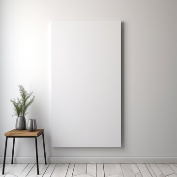 empty room with a blank frame wall