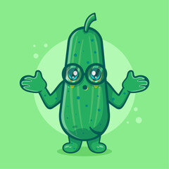 funny cucumber character mascot with confused gesture isolated cartoon in flat style design