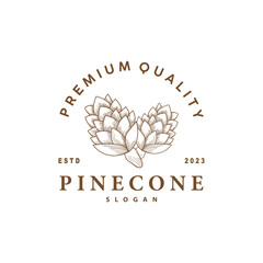 Pinecone Logo, Simple Minimalist Design Pine Tree Plant Template Vector Illustration