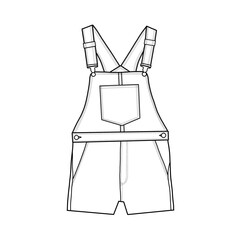 Jumpsuit Short technical fashion Illustration. Sleeveless jumpsuit with pockets, fashion CAD, template, flat, sketch, mockup.