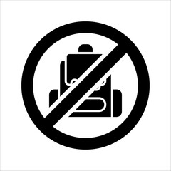 No backpacks allowed on white background. Backpacks are prohibited sing. vector illustration
