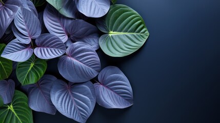 Fototapeta na wymiar Jungle leaves with copy space on dark background 