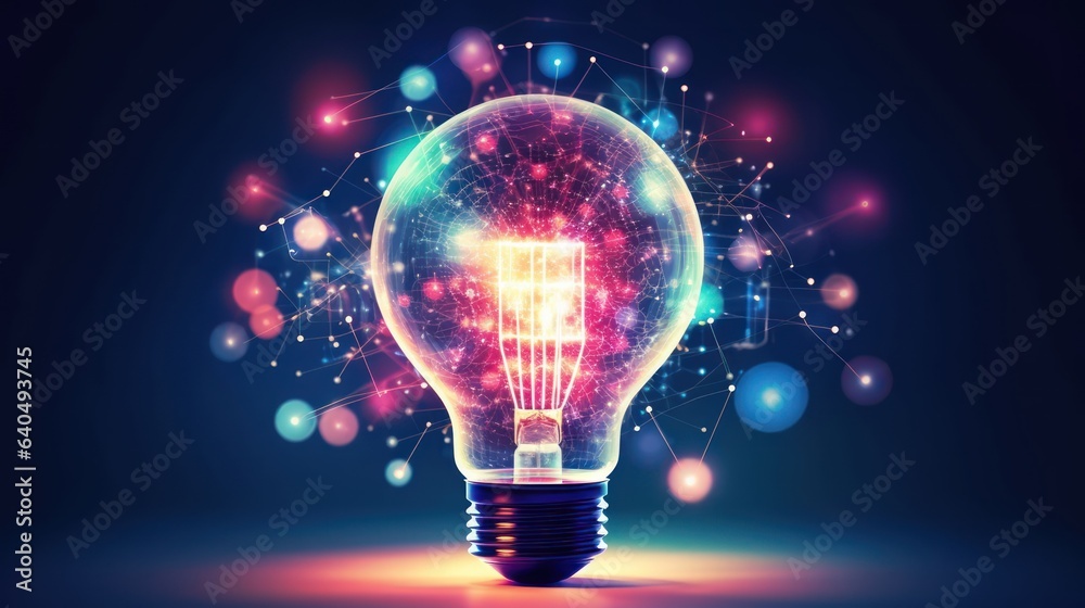 Wall mural colorful light bulb idea concept background