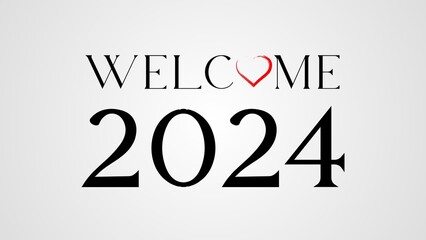 Welcome 2024 text design. Cover of business diary for 2024 with wishes. Brochure design template, card, banner. Creative design. 