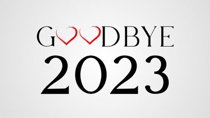 Goodbye 2023 text design. Cover of business diary for 2024 with wishes. Brochure design template, card, banner. Creative design. 