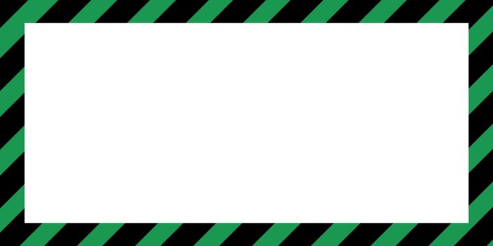 Warning striped rectangular background, green and black stripes on the diagonal, warning to be careful of potential danger. Border sign template green and black Border warning construction.
