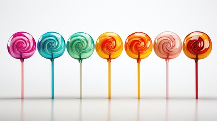 Different color of lollipop on white background 