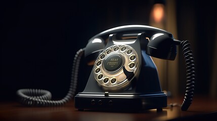 A vintage telephone with a rotary dial (ai) Ai Generate