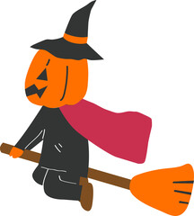 Obraz premium a pumpkin witch ride a broom