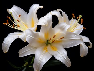 white lily isolated on black