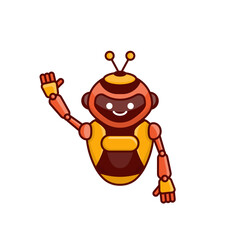 Robot character say Hi Hello vector illustration. Cute robot cartoon illustration design