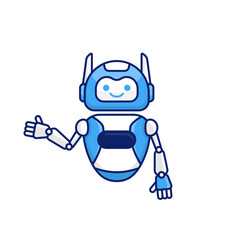 Robot presenting or welcoming gesture vector illustration. Cute robot cartoon illustration design
