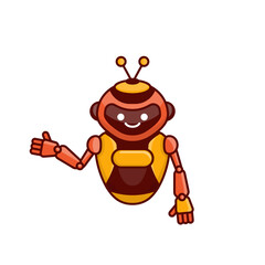 Robot presenting or welcoming gesture vector illustration. Cute robot cartoon illustration design