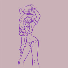 illustration of a cowgirl posing vector for illustration decoration card