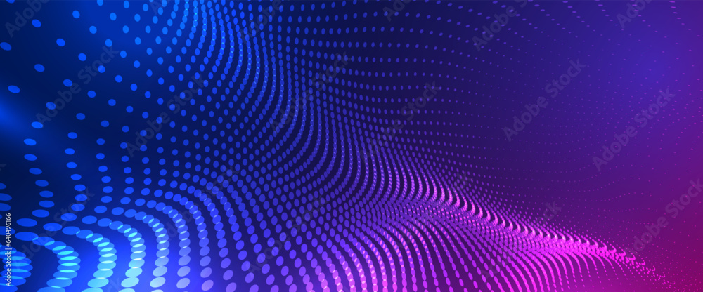 Poster abstract waving 3d particle futuristic technology background. background big data visualization futu