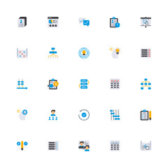 Project Management Flat 2d Icon. Editable stroke. Pixel Perfect at 32x32
