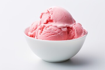 Delicious strawberry ice cream with topping isolated on white AI Generative