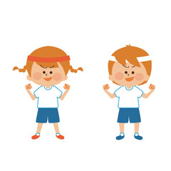 運動会　はちまき　ガッツポーズをする子供　かわいいイラスト素材