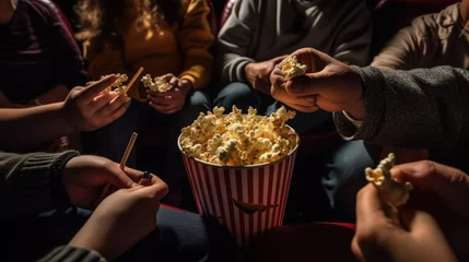 Zelfklevend Fotobehang Eating popcorn with friends © didiksaputra