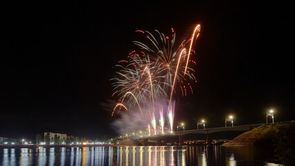 night fireworks from the bridge