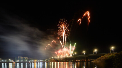 night fireworks from the bridge
