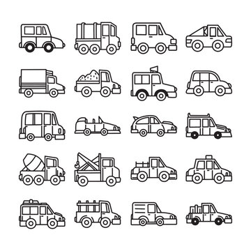 vehicle doodle transportation hand drawn vector set