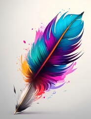 feather pen drawing a colorfull line, created by ai generated