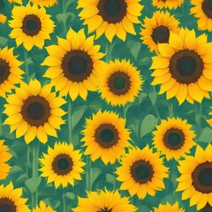 Seamless patterns of small sunflowers,, created by ai generated