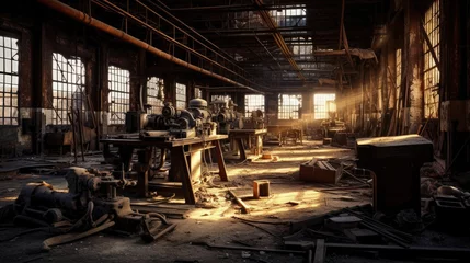 Deurstickers An abandoned bankrupt factory © didiksaputra
