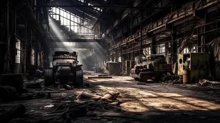 Zelfklevend Fotobehang An abandoned bankrupt factory © didiksaputra