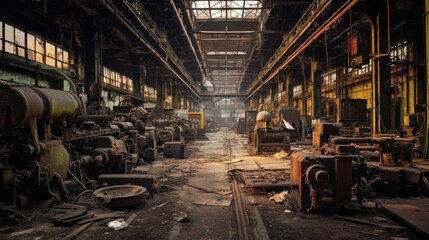 Fototapeta na wymiar An abandoned bankrupt factory