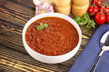 Spanish traditional gazpacho tomato soup