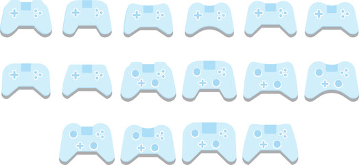 set of joystick line flat icon