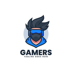 Vector Logo Illustration Gamers Mascot Cartoon Style.