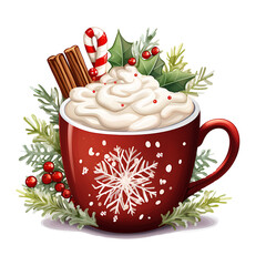 Christmas Hot Cocoa Watercolor