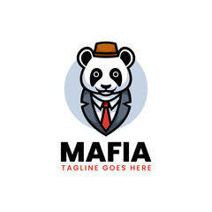 Vector Logo Illustration Mafia Mascot Cartoon Style.