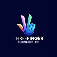 Obraz premium Vector Logo Illustration Three Finger Gradient Colorful Style