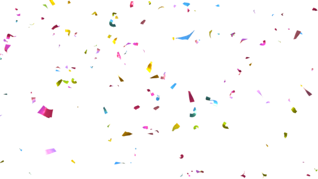 3d render of multicolored confetti falling on transparent background, anniversary, birthday or wedding celebration
