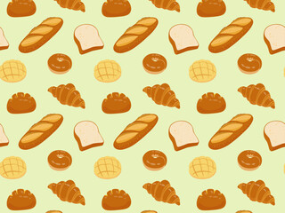 パン柄_パターン_ベクターイラスト
