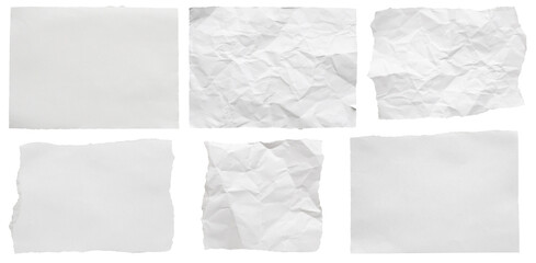 piece of white paper tear set collection isolated on white background - obrazy, fototapety, plakaty