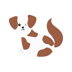 Cute puppy Illustration In Flat Style Isolated In White