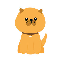 Cute puppy Illustration In Flat Style Isolated In White