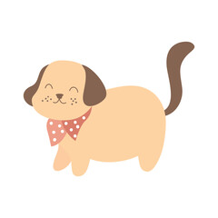 Cute puppy Illustration In Flat Style Isolated In White