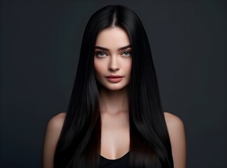 Fototapeta premium Fashion woman with straight long shiny hair. Beauty and hair care