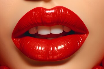 Obraz premium close up rep lip of woman