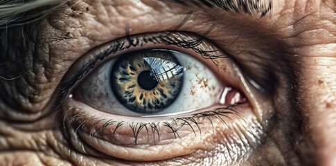 A closeup view on the eye of an old-aged woman